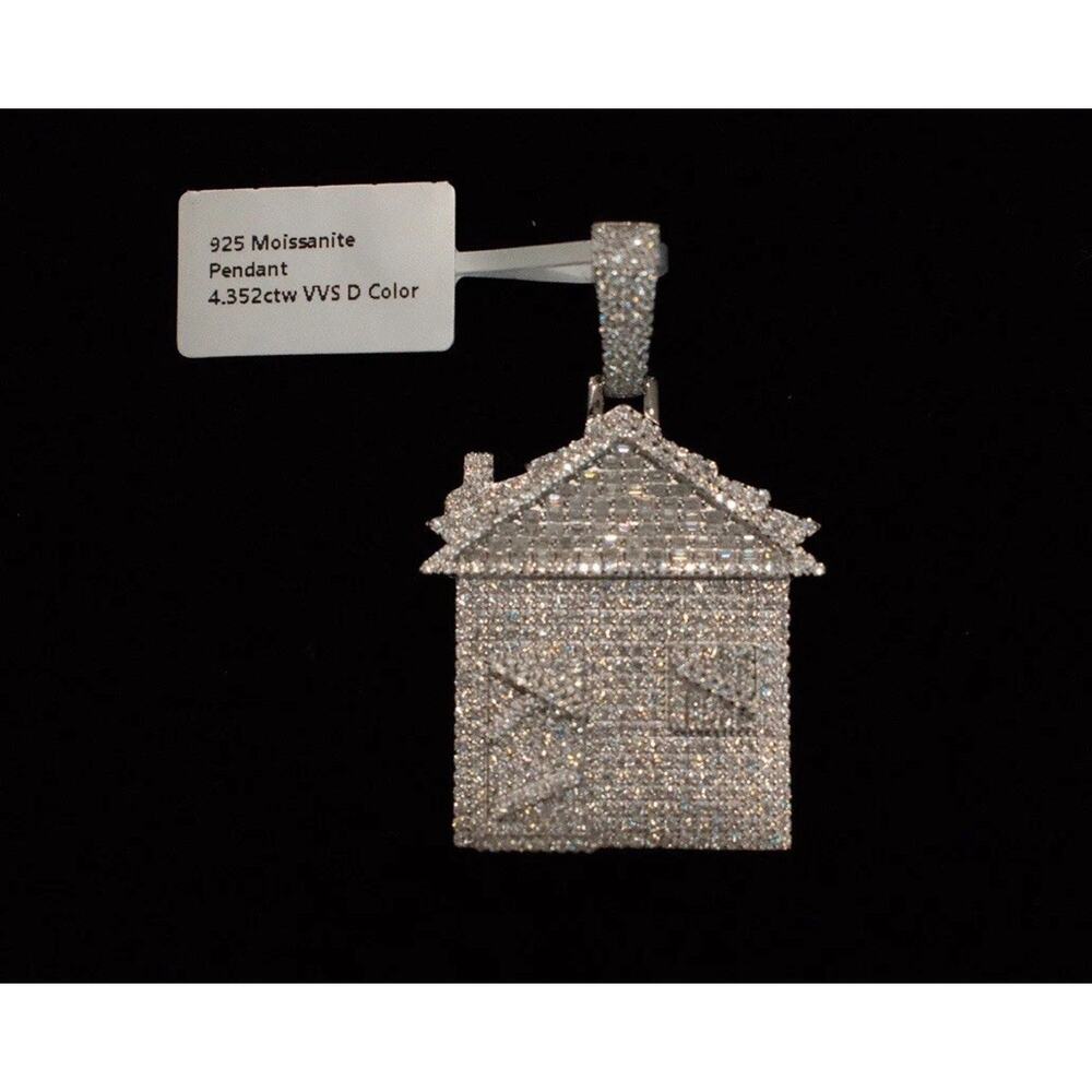 MOISSANITE Real 925 Sterling Silver Iced Hip Hop Piece Trap Hou Pendant Necklace